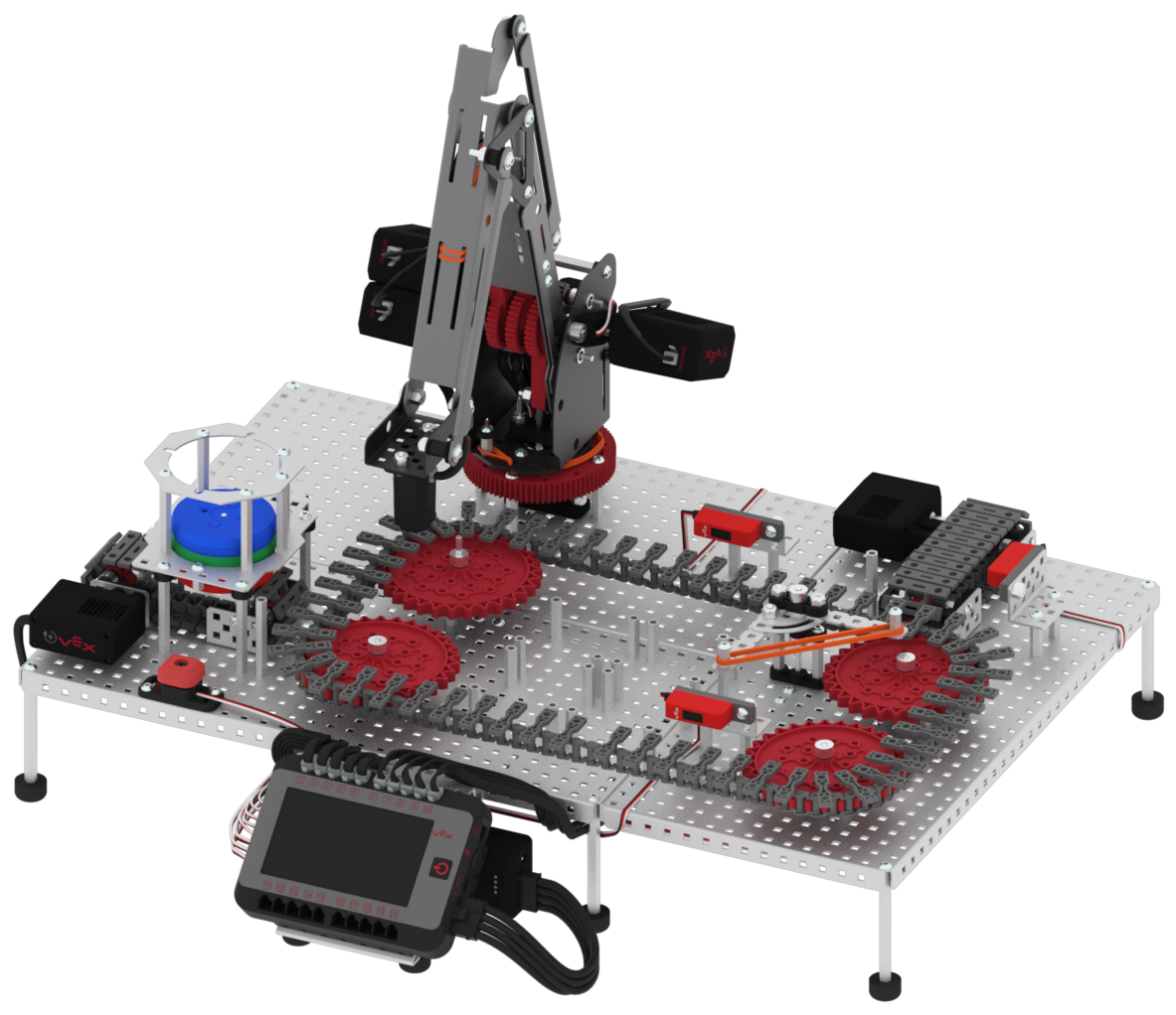 Figure 2: The Lab 11 Build (the robotic arm as well as the conveyors and sensors)